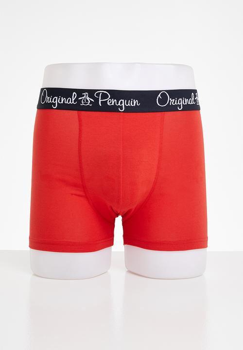 Original Penguin - 3 Pack mens penguin underwear underline pete diamond - navy & red