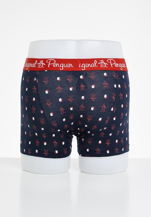 Original Penguin - 3 Pack mens penguin underwear underline pete diamond - navy & red