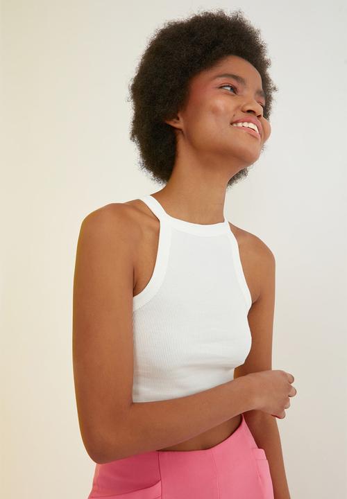 Trendyol - Corduroy knitted singlet - ecru