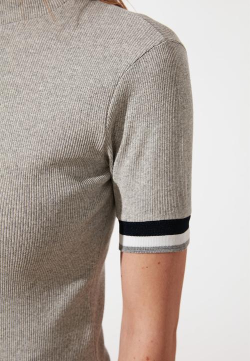 Trendyol - Zipper corduroy knitted blouse - grey