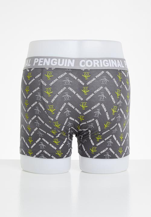 Original Penguin - 3 Pack mens penguin underwear zigzag op print - grey & lime