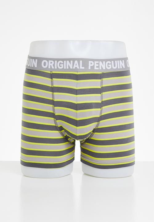 Original Penguin - 3 Pack mens penguin underwear zigzag op print - grey & lime