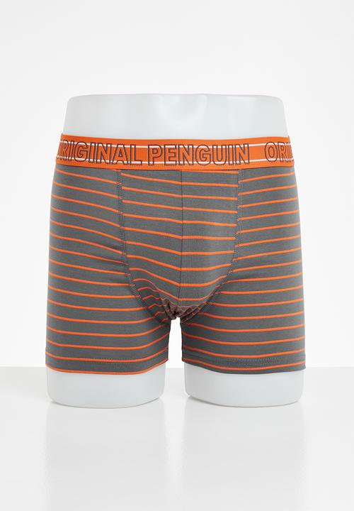 Original Penguin - 3 Pack mens penguin underwear tri pete - charcoal & orange