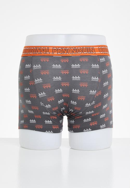 Original Penguin - 3 Pack mens penguin underwear tri pete - charcoal & orange