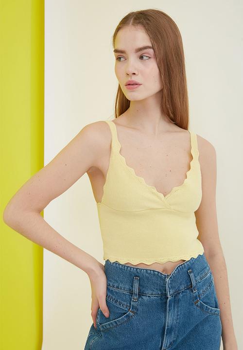 Trendyol - Crop knit top - yellow