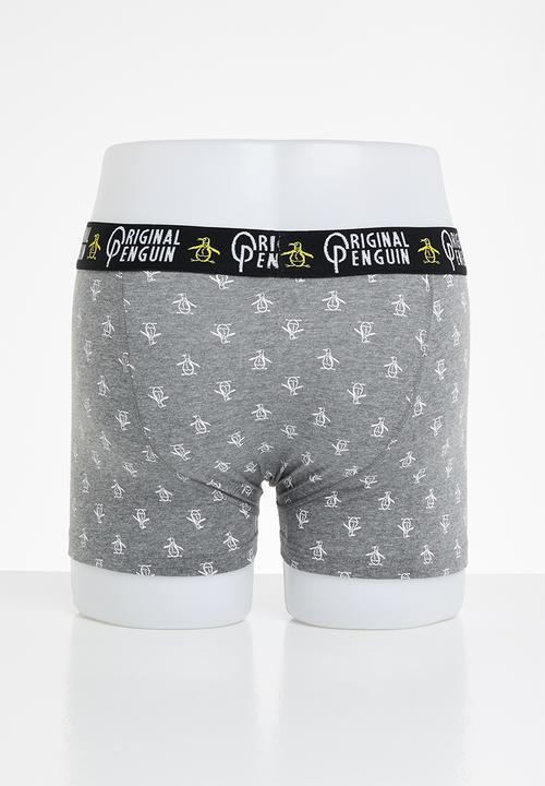 Original Penguin - 3 Pack mens penguin underwear aop pete black - charcoal & black 