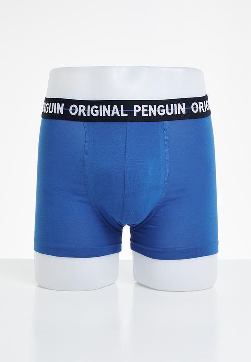 Original Penguin - 3 Pack mens penguin underwear line op print -  blue & grey