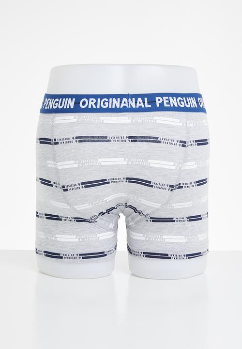 Original Penguin - 3 Pack mens penguin underwear line op print -  blue & grey