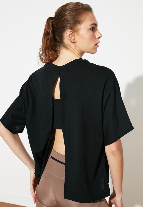 Trendyol - Low back sports t-shirt - black