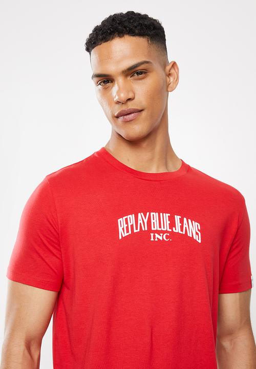 Replay - Center chest print tee - red