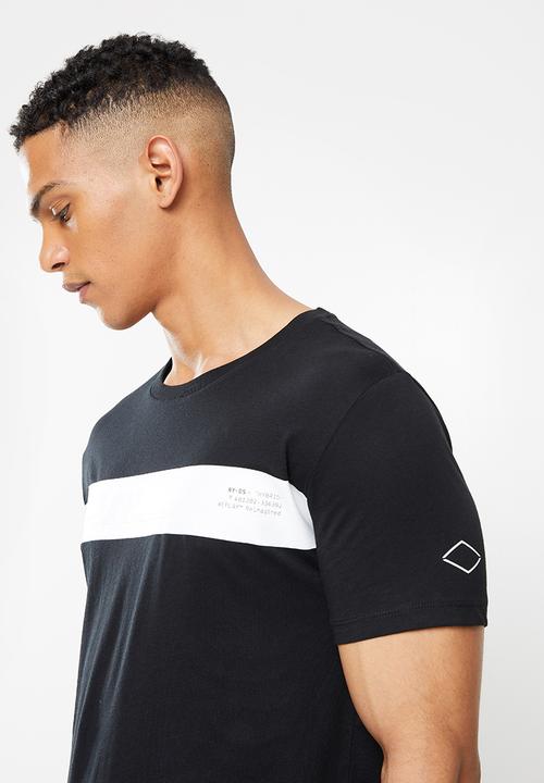 Replay - Printed line chest tee - black