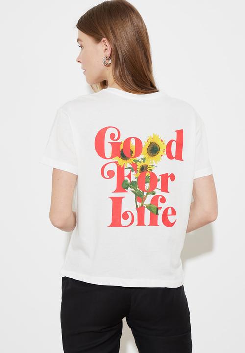 Trendyol - Printed boyfriend t-shirt - ecru