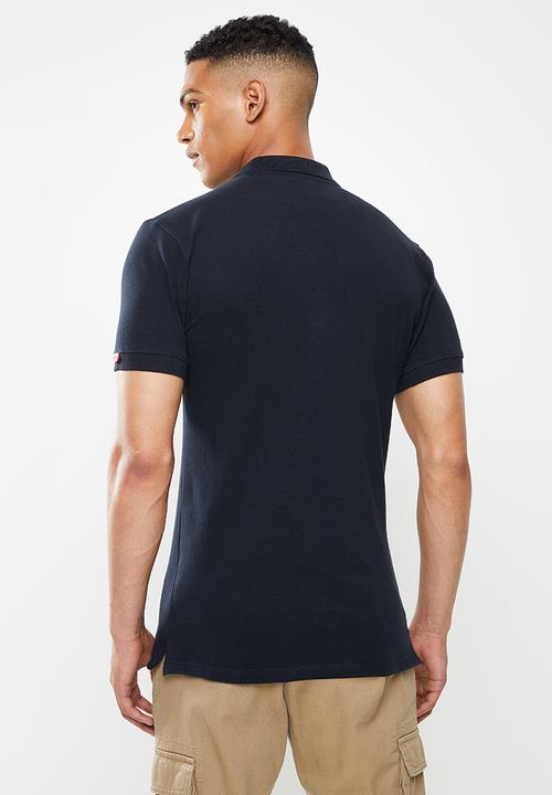 S.P.C.C - Cayenne slimline fit side slit straight hem polo - navy