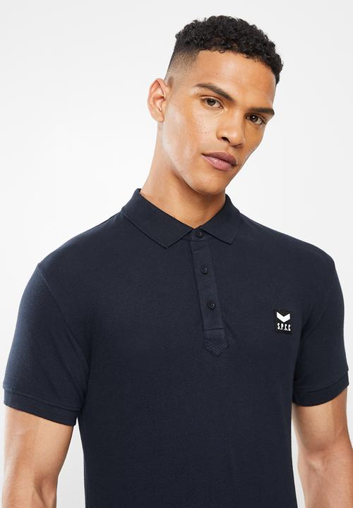 S.P.C.C - Cayenne slimline fit side slit straight hem polo - navy