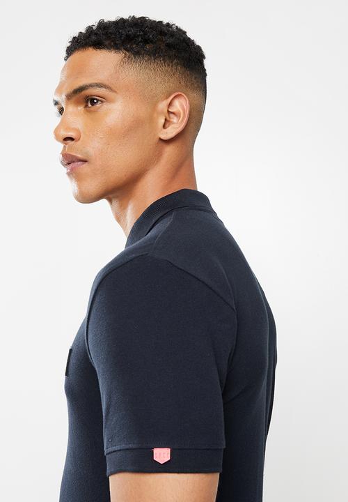 S.P.C.C - Cayenne slimline fit side slit straight hem polo - navy