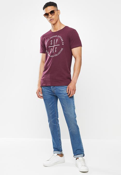 S.P.C.C - Moore regular fit straight hem tee - maroon