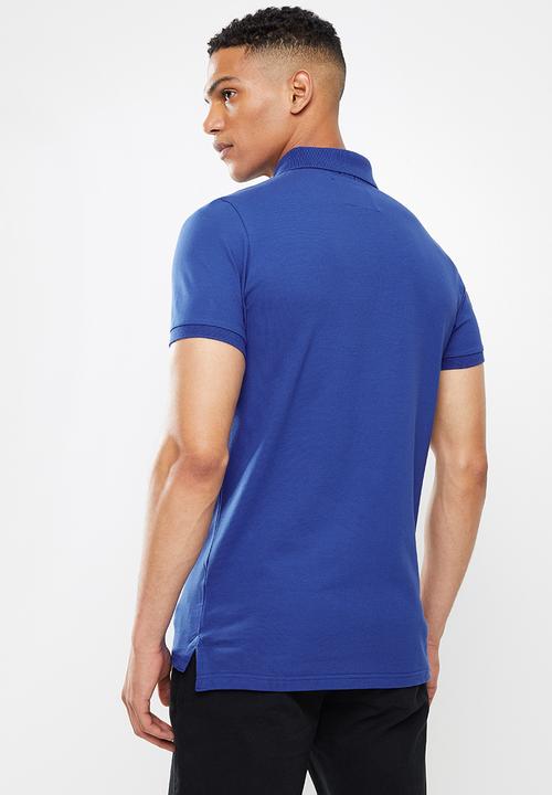Aca Joe - Chest emb applique short sleeve golfer - electric blue