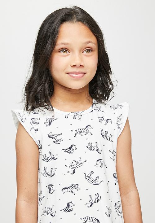 Pop Candy - Girls zebra nightie - white