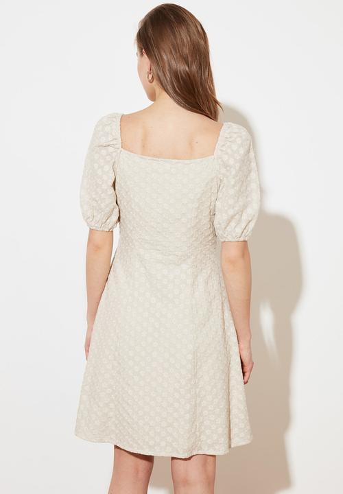 Trendyol - Buttoned brode dress - ecru
