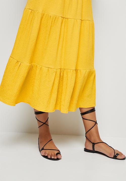 MILLA - Textured tiered midi skirt - citron 