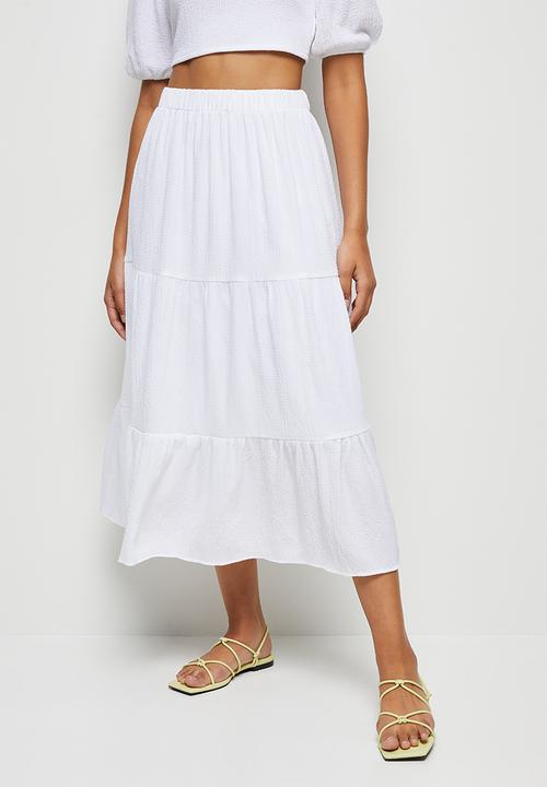 MILLA - Textured tiered midi skirt - white 