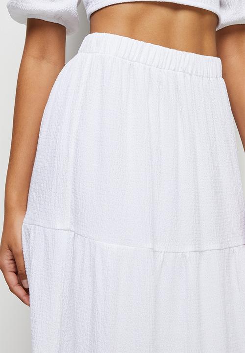 MILLA - Textured tiered midi skirt - white 
