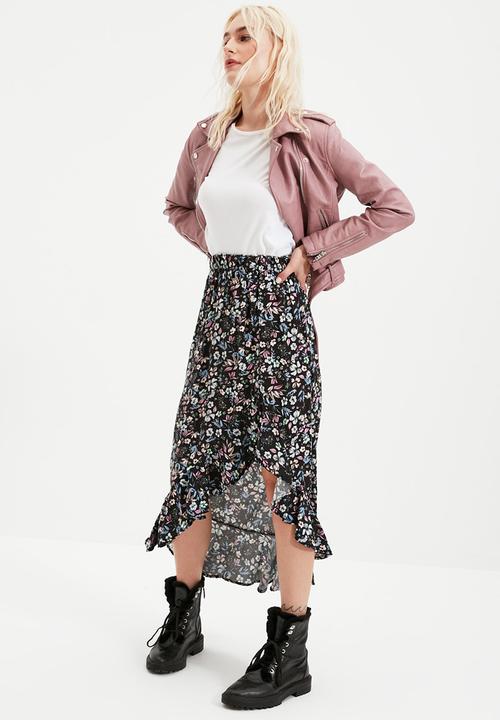 Trendyol - Slit asym midi skirt - purple