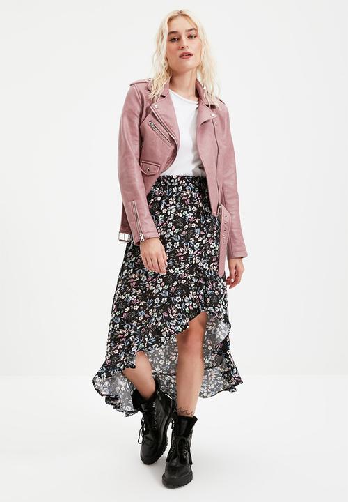 Trendyol - Slit asym midi skirt - purple