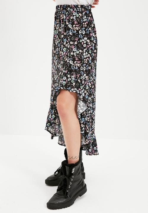 Trendyol - Slit asym midi skirt - purple