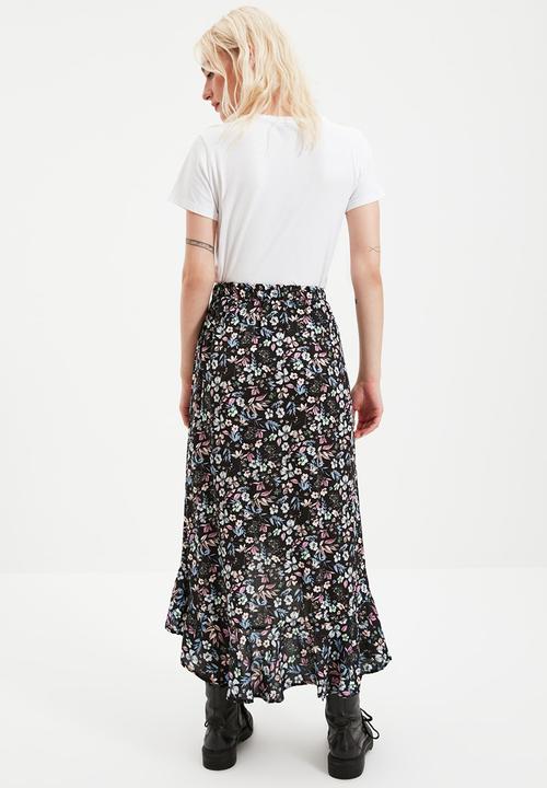 Trendyol - Slit asym midi skirt - purple