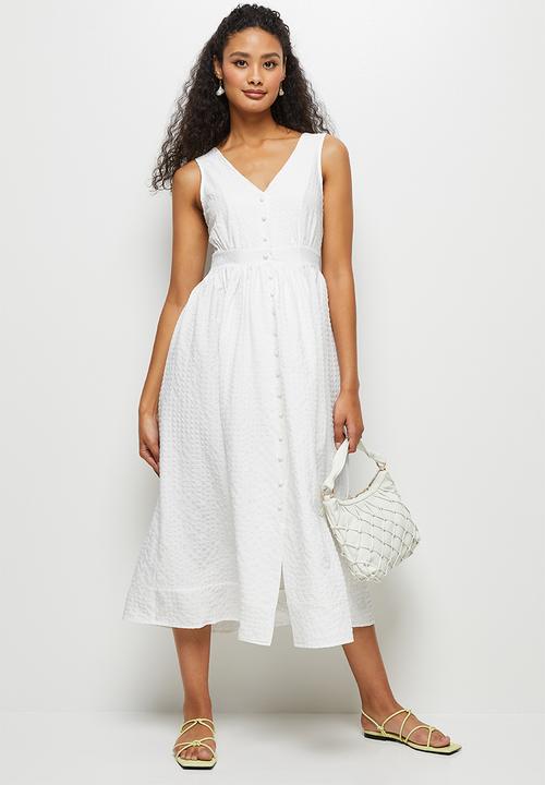 edit - Textured button down midaxi - milk