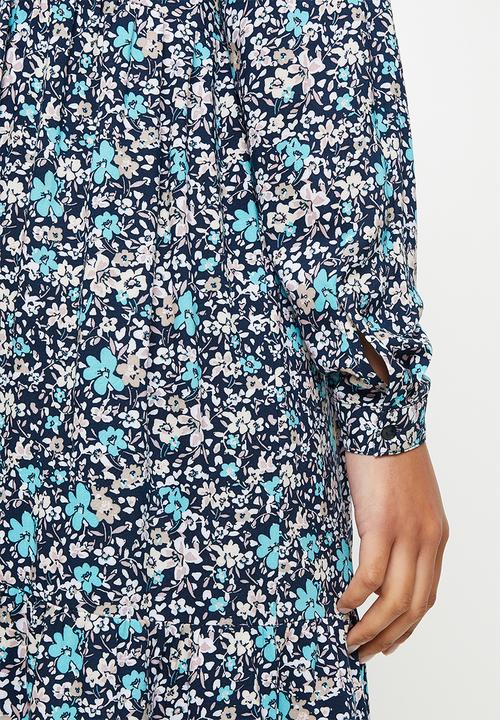 Vero Moda - Simone long sleeve calf dress - navy blazer blue marguerie