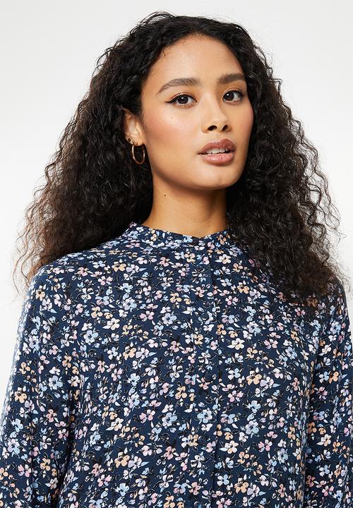 Vero Moda - Simone long sleeve calf dress - navy blazer buttercup