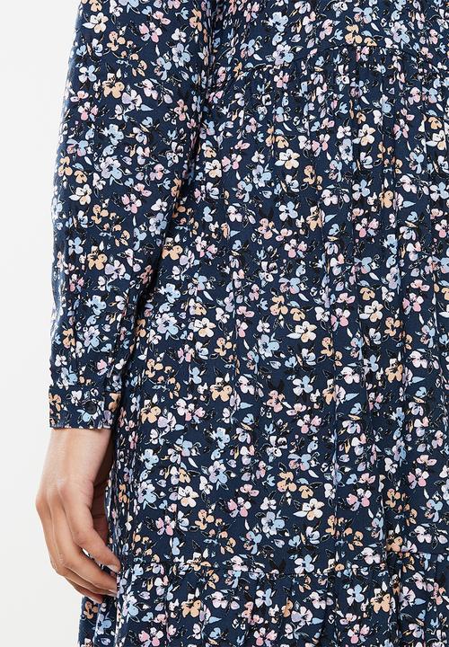 Vero Moda - Simone long sleeve calf dress - navy blazer buttercup