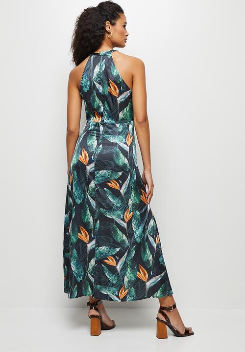 edit - High neck crepe maxi dress - abstract floral