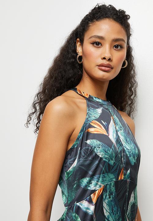 edit - High neck crepe maxi dress - abstract floral