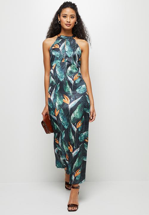 edit - High neck crepe maxi dress - abstract floral