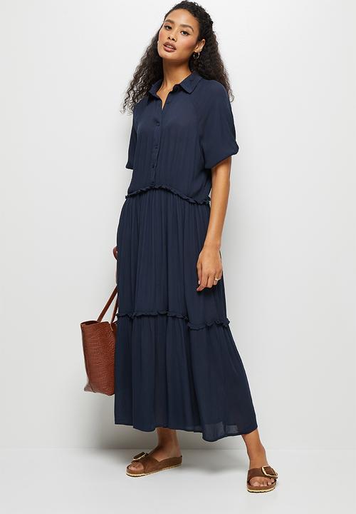 edit - Crinkle bellow sleeve a-line - navy