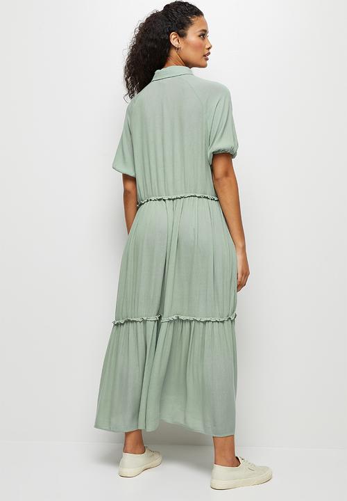edit - Crinkle bellow sleeve a-line - sage
