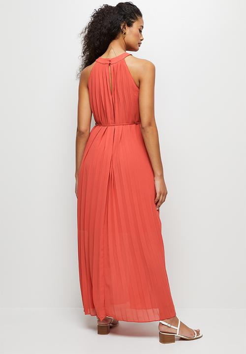 edit - High neck pleated maxi dress - clay rose