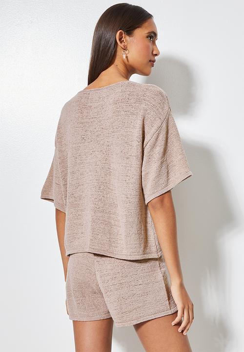 Superbalist - Summer knit T-shirt - stone