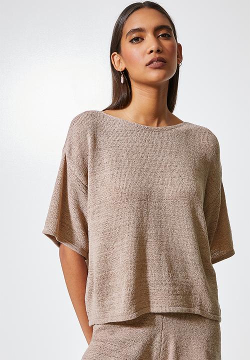 Superbalist - Summer knit T-shirt - stone
