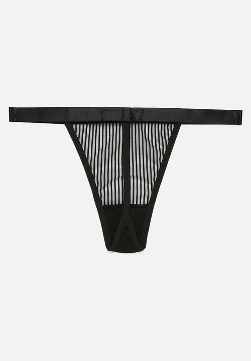Missguided - Sheer stripe g string - black