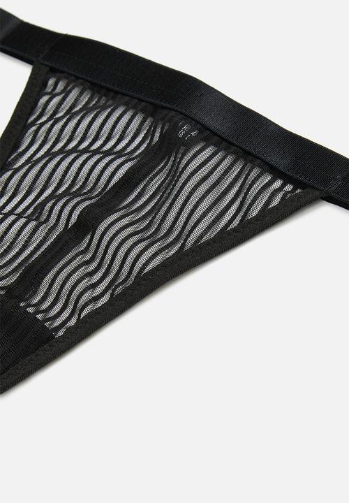 Missguided - Sheer stripe g string - black