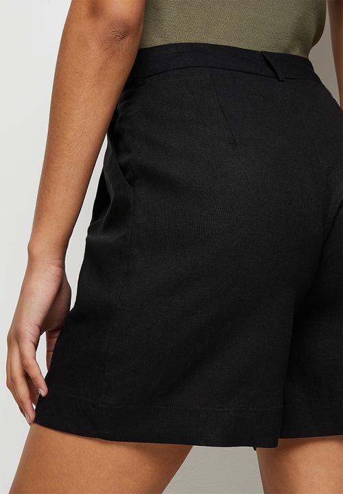 edit - Linen bermuda short - black