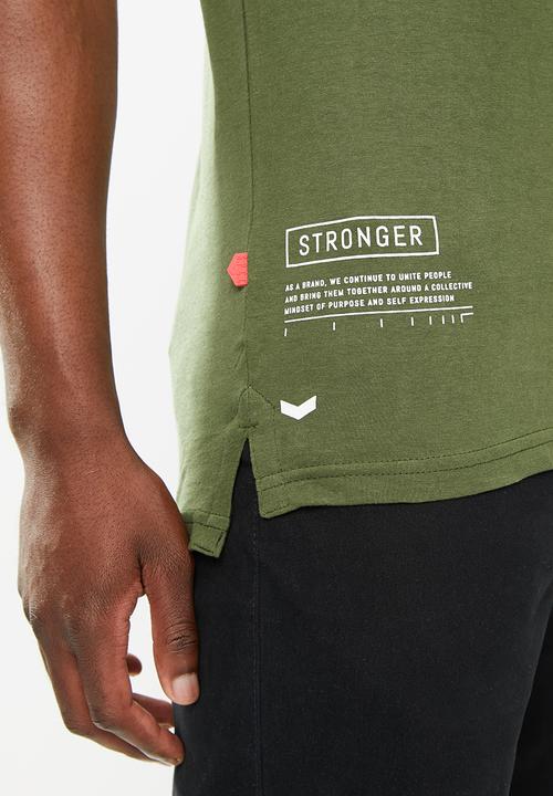 S.P.C.C - Deyn regular fit stepped hem tee - surplus