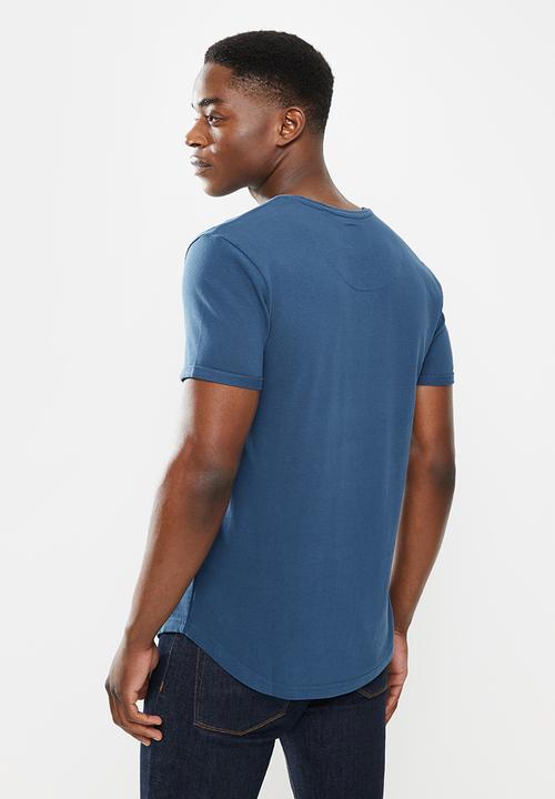 S.P.C.C - Palermo regular fit scooped hem tee - denim blue