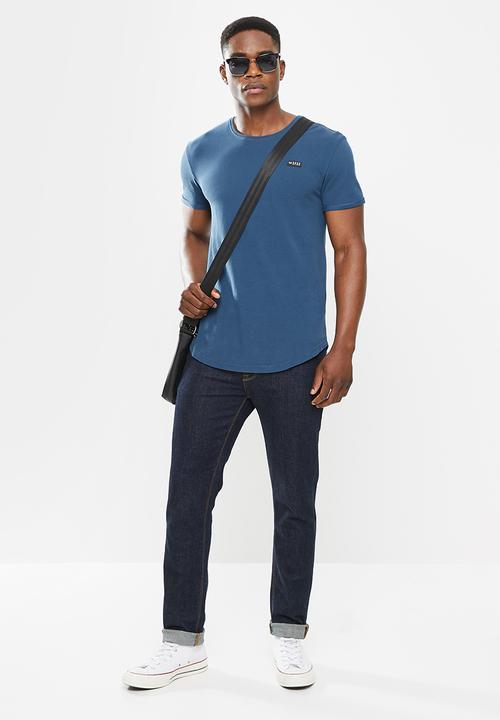 S.P.C.C - Palermo regular fit scooped hem tee - denim blue