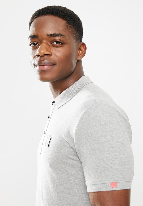 S.P.C.C - Cayenne slimline fit side slit straight hem polo - grey melange