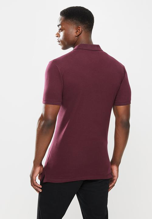 S.P.C.C - Cayenne slimline fit side slit straight hem polo - sangria
